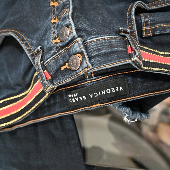 Veronica Beard Size 27 Carolyn 10" Baby Boot Belted Dark Wash Jean - Picture 9 of 11
